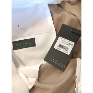New with Tag BERLE Dress Pants Men 37 Flat Front Cuffed Tan 100% Cotton Classic